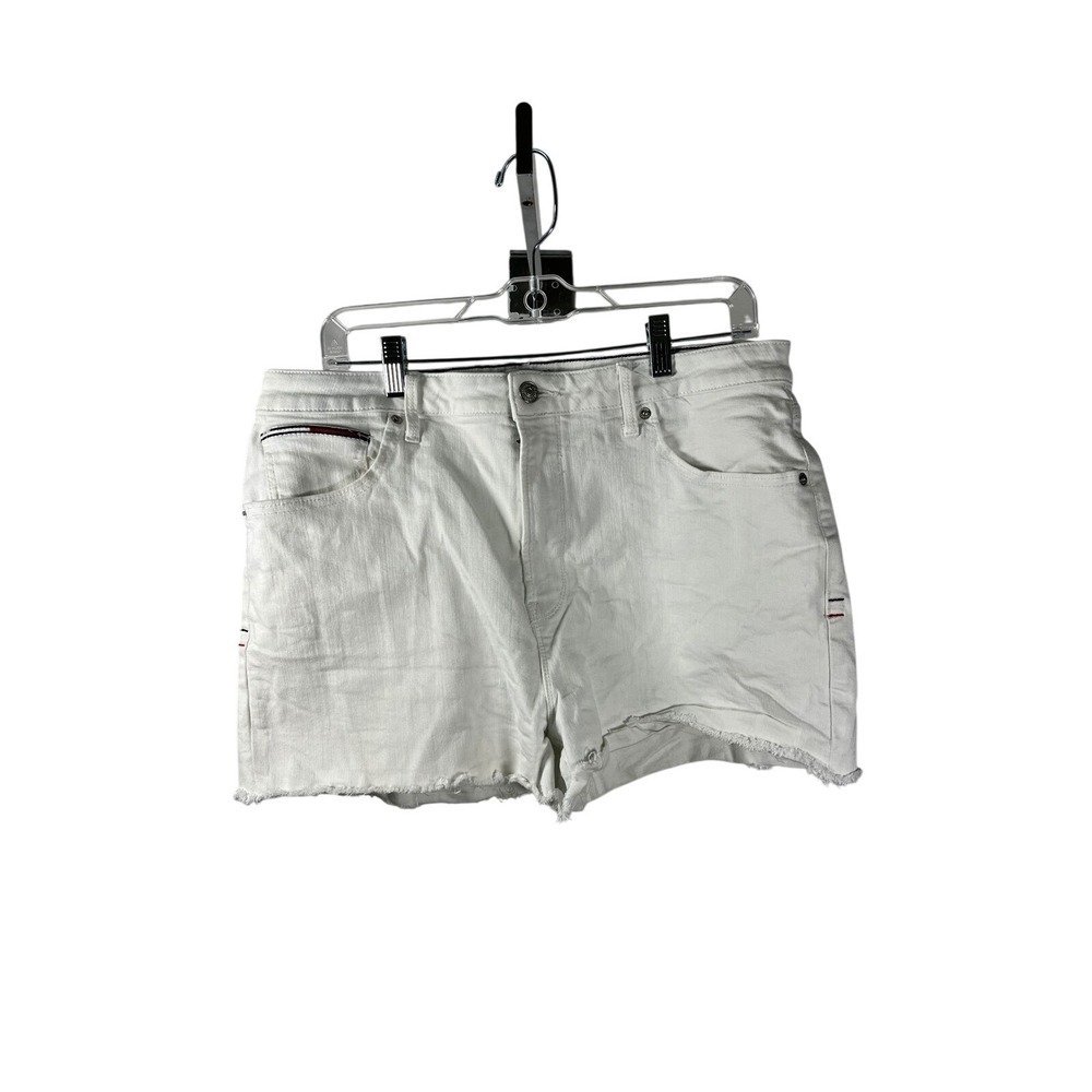 Tommy Jeans White Denim Frayed Hem Shorts Women's Size 32